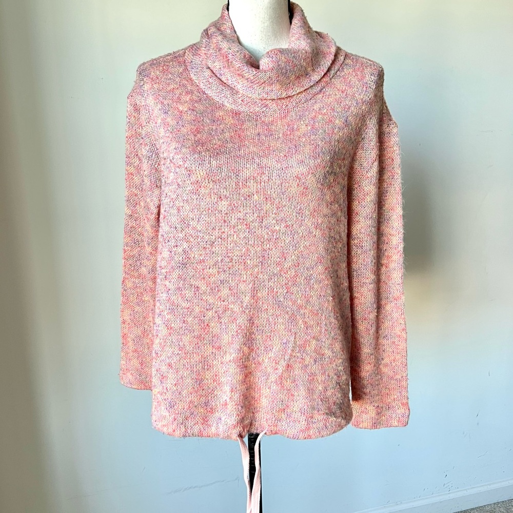 JOHN PAUL RICHARD Petite Lightweight Cowl Neck Drawstring Sweater—SZ. PL